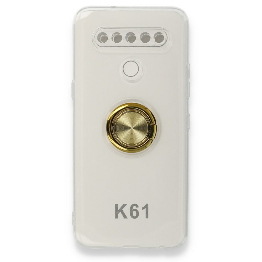 LG K61 Kılıf Gros Yüzüklü Silikon - Gold