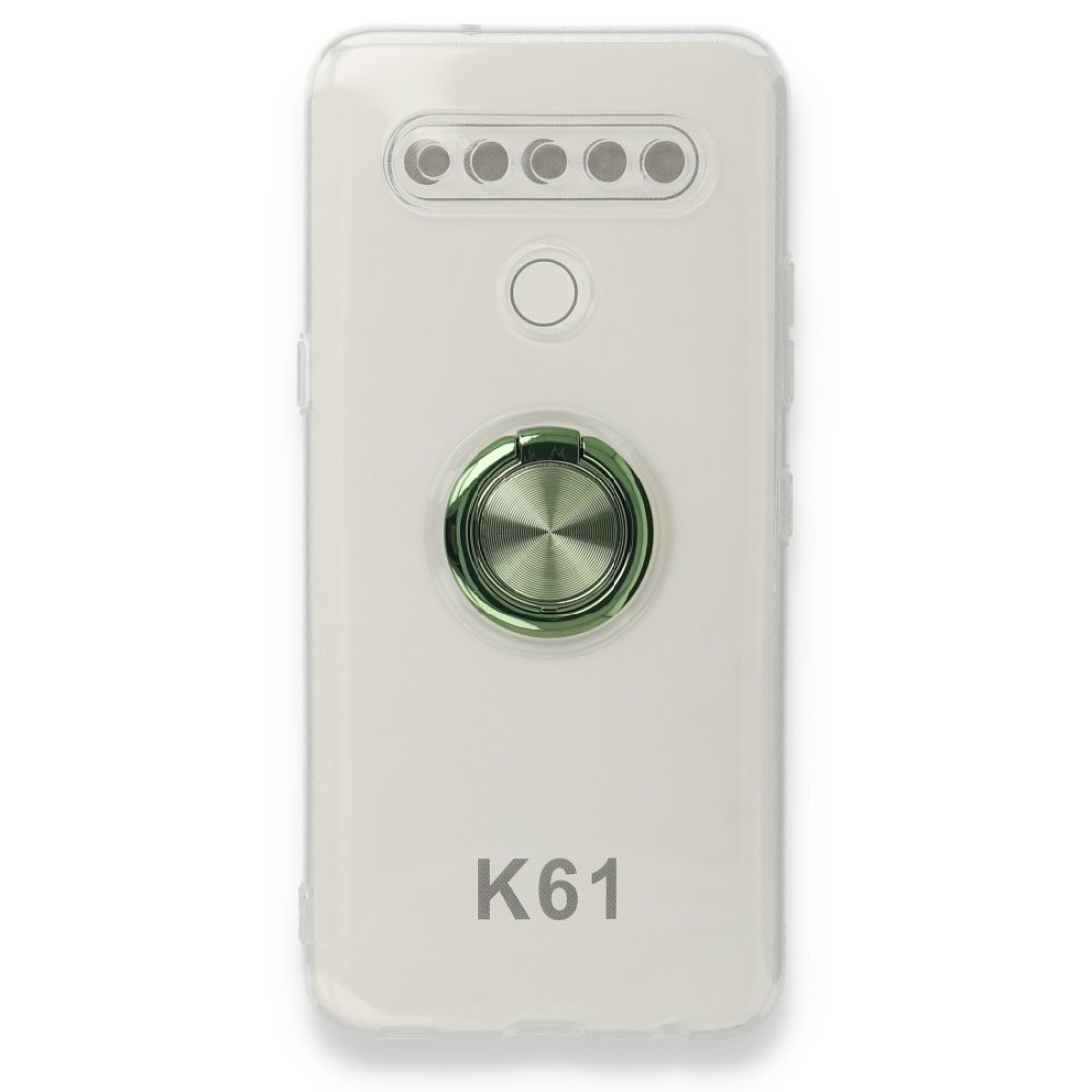 LG K61 Kılıf Gros Yüzüklü Silikon - Yeşil