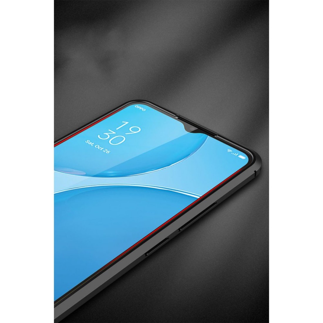 Oppo A15S Kılıf Focus Derili Silikon - Kırmızı