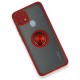 Oppo A15 Kılıf Montreal Yüzüklü Silikon Kapak - Kırmızı