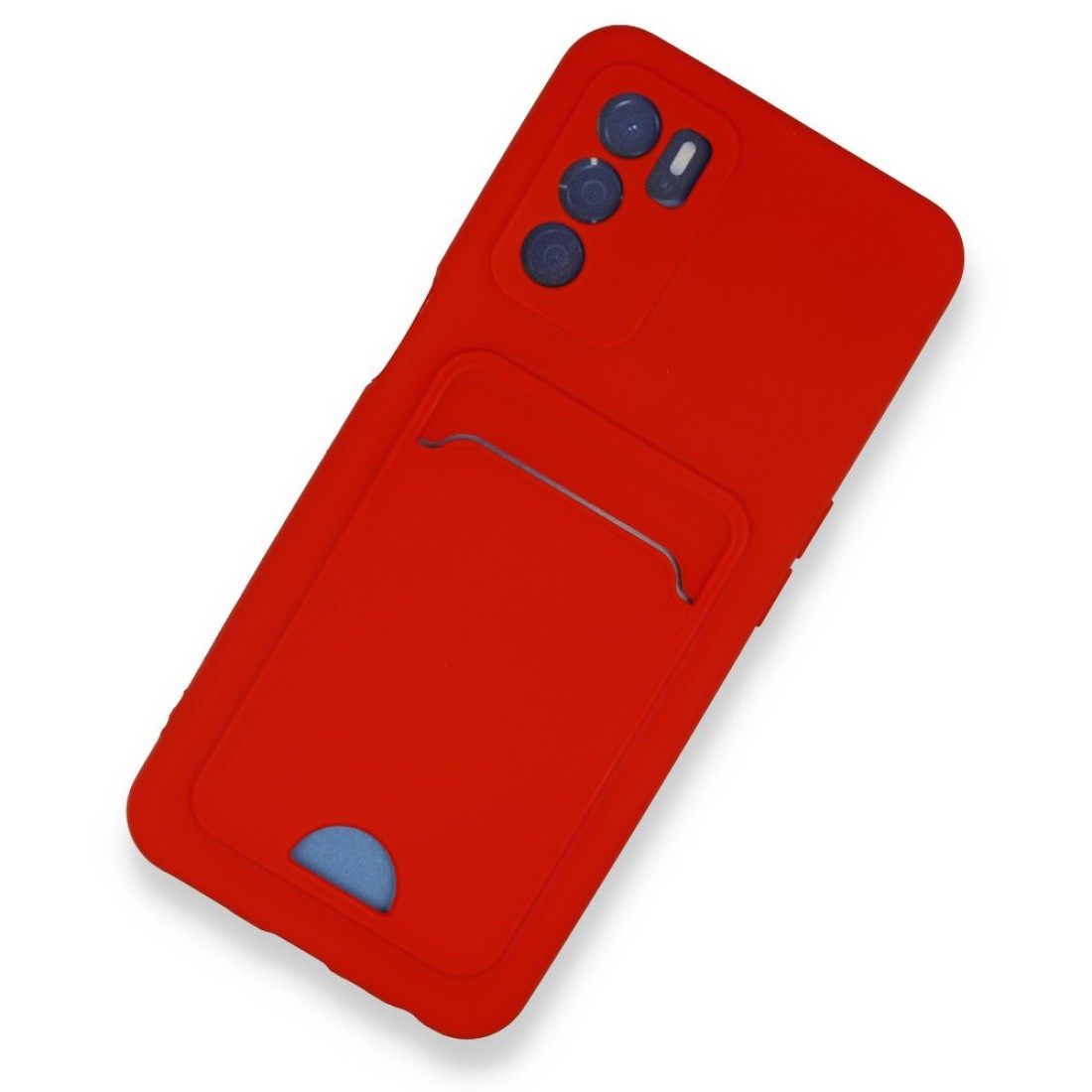 Oppo A16 Kılıf Kelvin Kartvizitli Silikon - Kırmızı