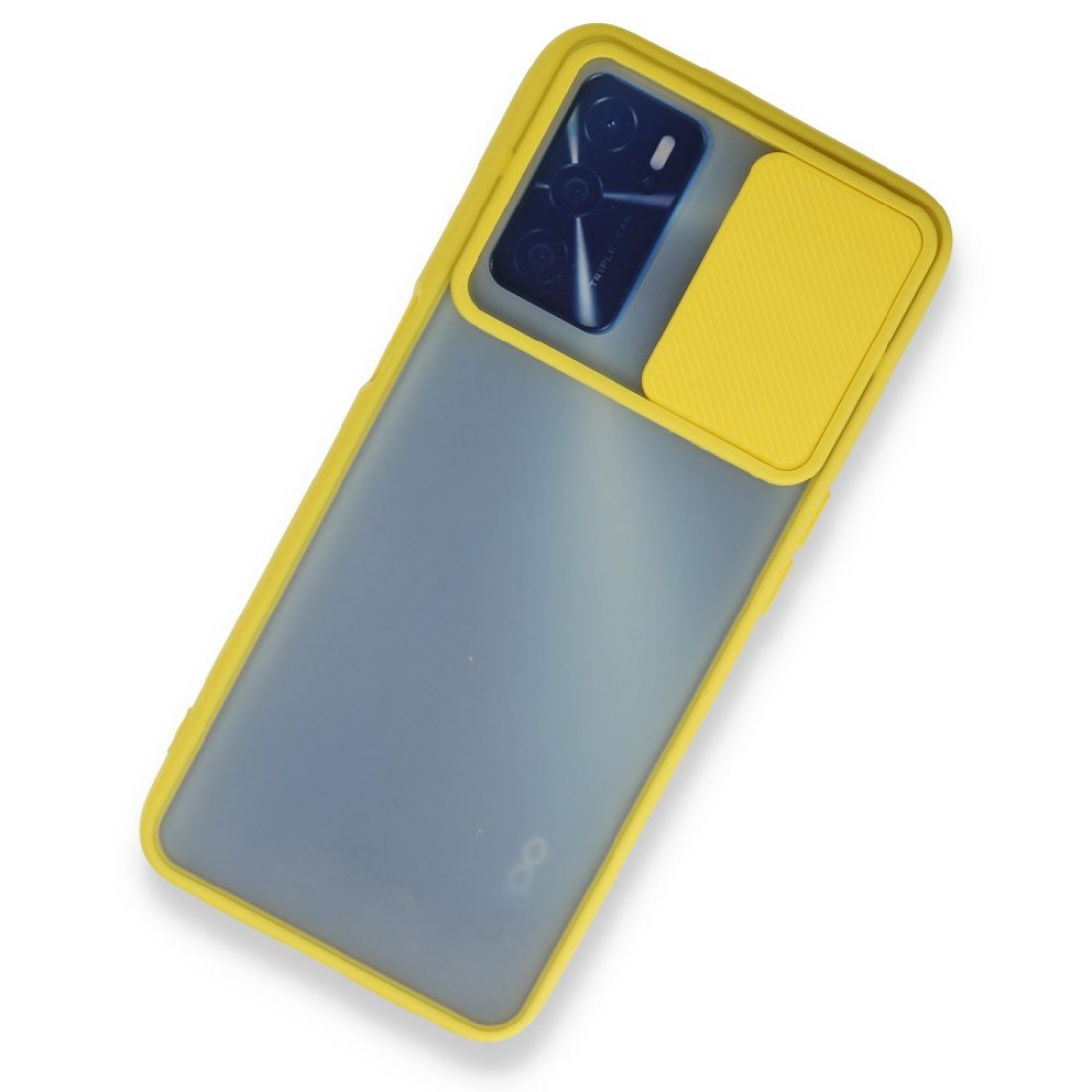 Oppo A16 Kılıf Palm Buzlu Kamera Sürgülü Silikon - Sarı