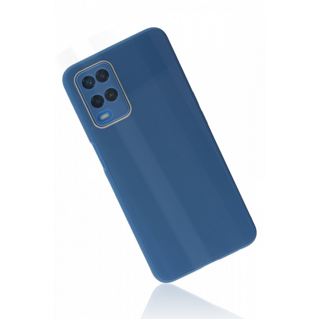 Oppo A54 4G Kılıf Glass Kapak - Mavi
