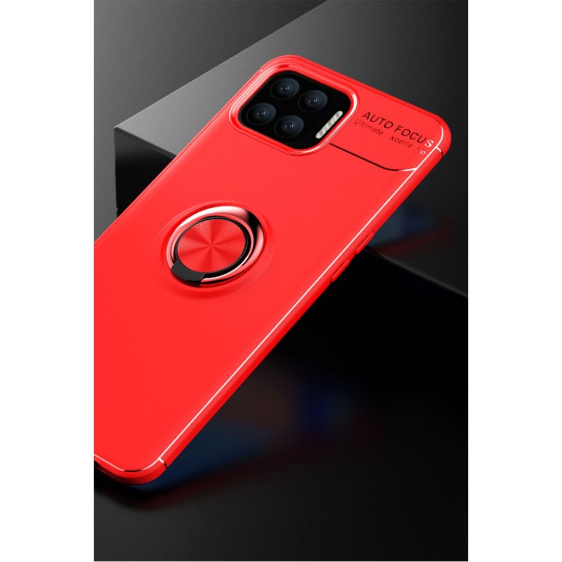 Oppo A73 Kılıf Range Yüzüklü Silikon - Kırmızı