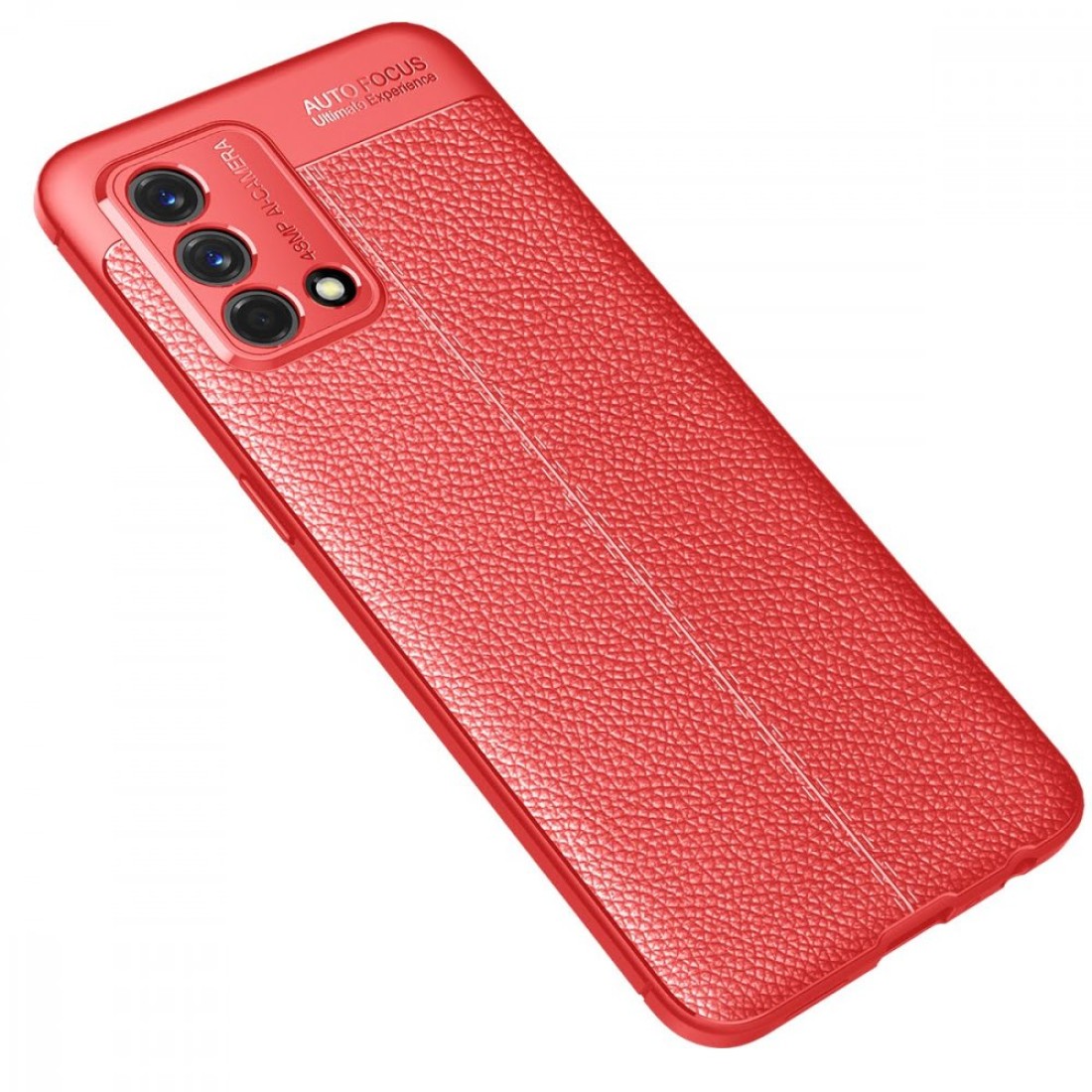 Oppo A74 4G Kılıf Focus Derili Silikon - Kırmızı