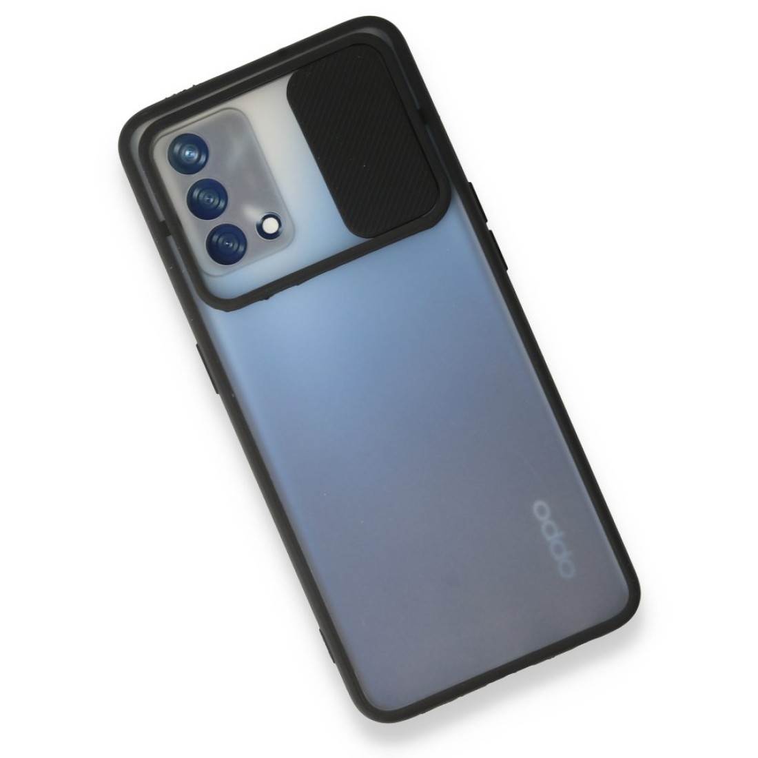 Oppo A74 4G Kılıf Palm Buzlu Kamera Sürgülü Silikon - Siyah
