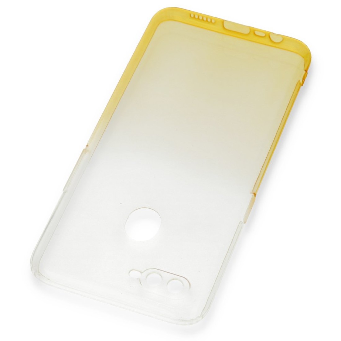 Oppo A12 Kılıf Lüx Çift Renkli Silikon - Sarı