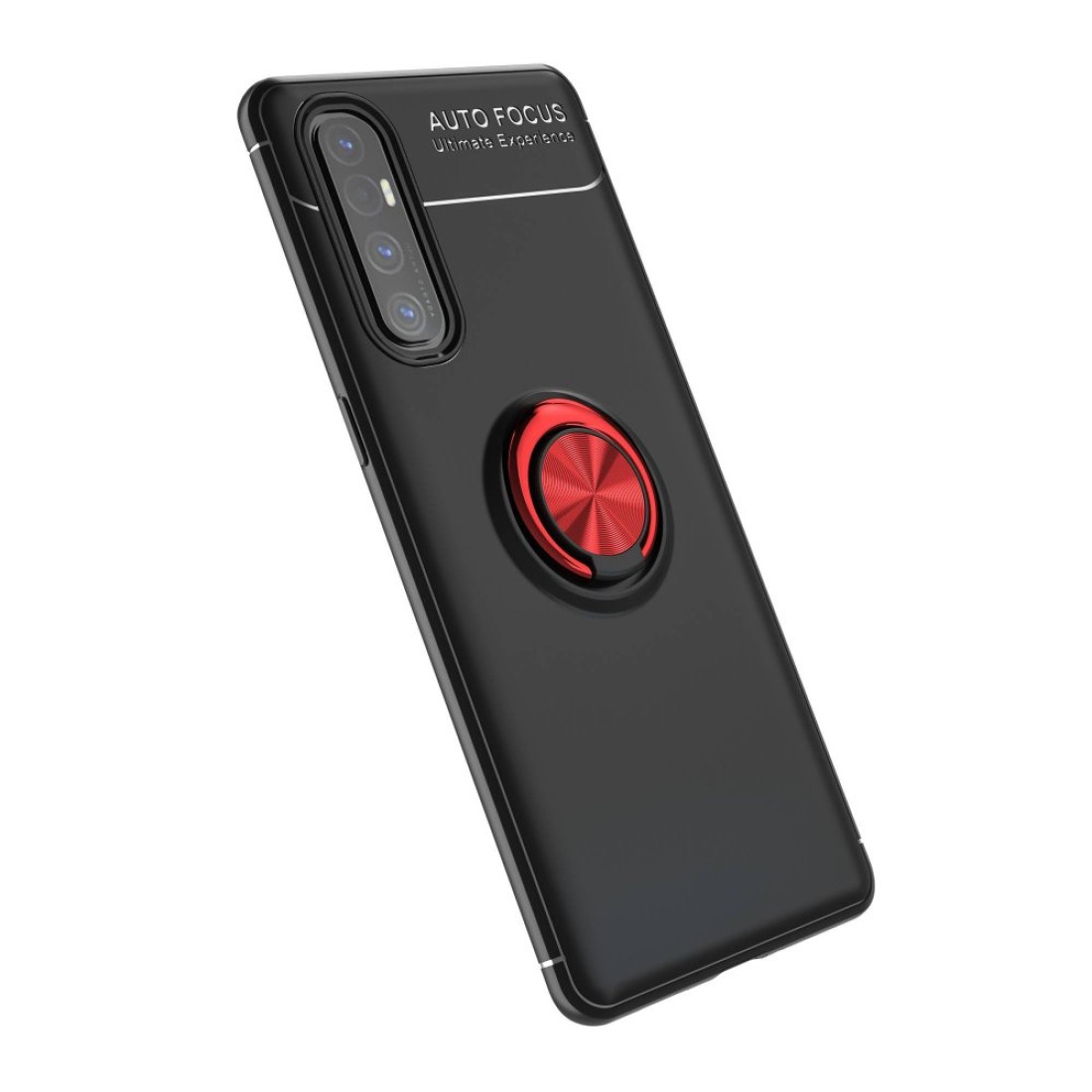 Oppo Reno 3 Pro Kılıf Range Yüzüklü Silikon - Siyah-Kırmızı