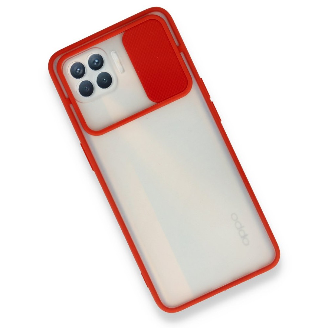 Oppo Reno 4 Lite Kılıf Palm Buzlu Kamera Sürgülü Silikon - Kırmızı