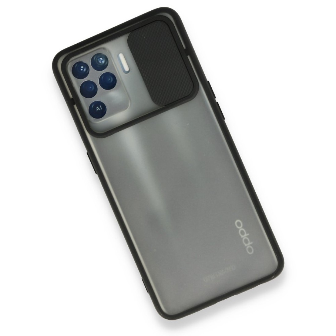 Oppo Reno 5 Lite Kılıf Palm Buzlu Kamera Sürgülü Silikon - Siyah