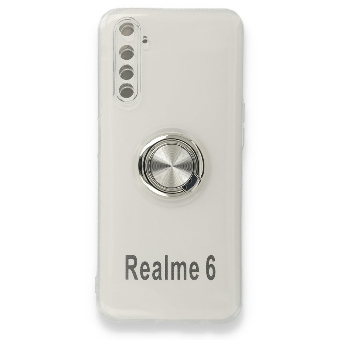 Realme 6 Kılıf Gros Yüzüklü Silikon - Gümüş