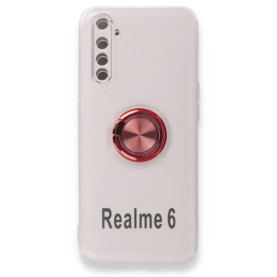 Realme 6 Kılıf Gros Yüzüklü Silikon - Kırmızı