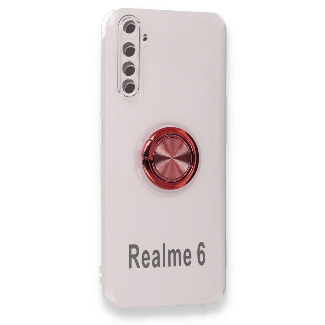 Realme 6 Kılıf Gros Yüzüklü Silikon - Kırmızı