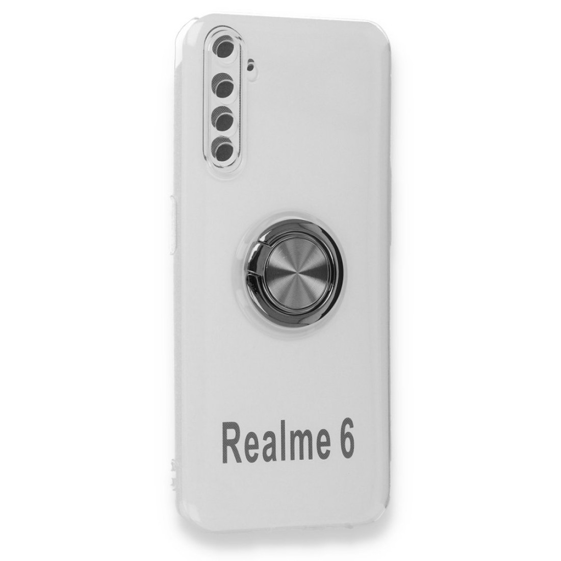 Realme 6 Kılıf Gros Yüzüklü Silikon - Siyah