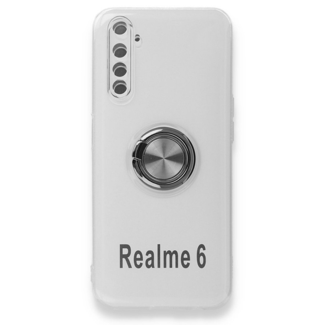 Realme 6 Kılıf Gros Yüzüklü Silikon - Siyah