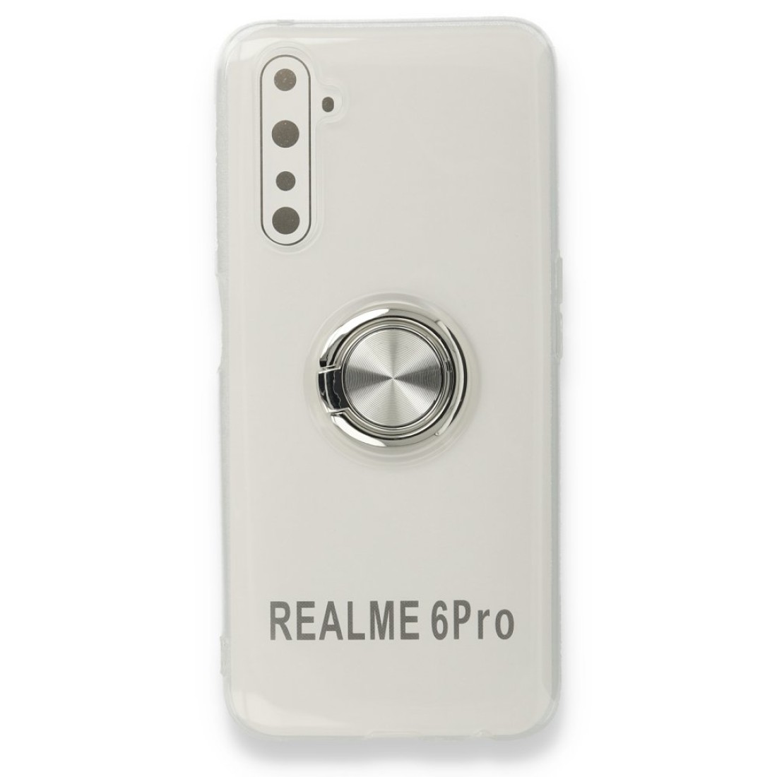Realme 6 Pro Kılıf Gros Yüzüklü Silikon - Gümüş