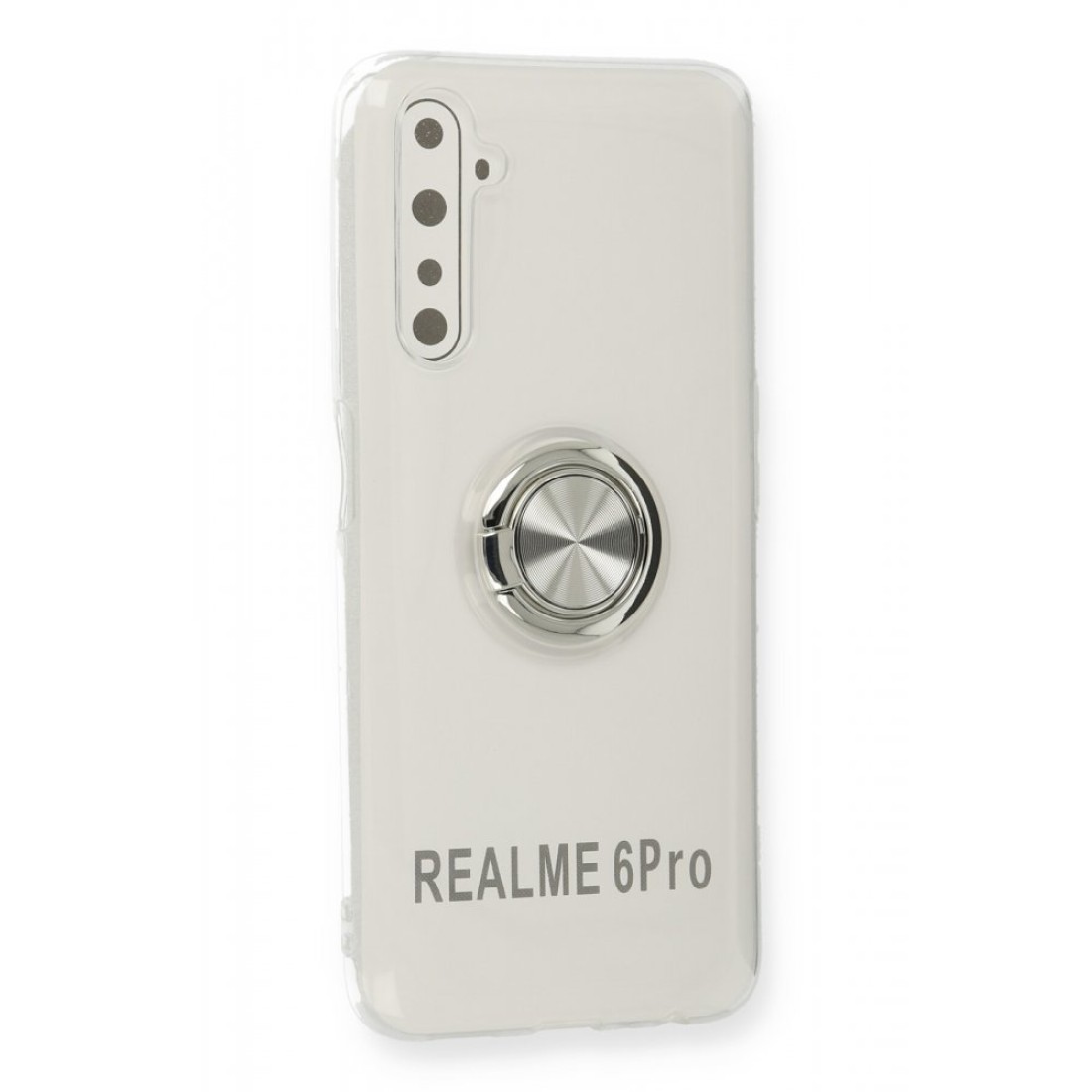 Realme 6 Pro Kılıf Gros Yüzüklü Silikon - Gümüş