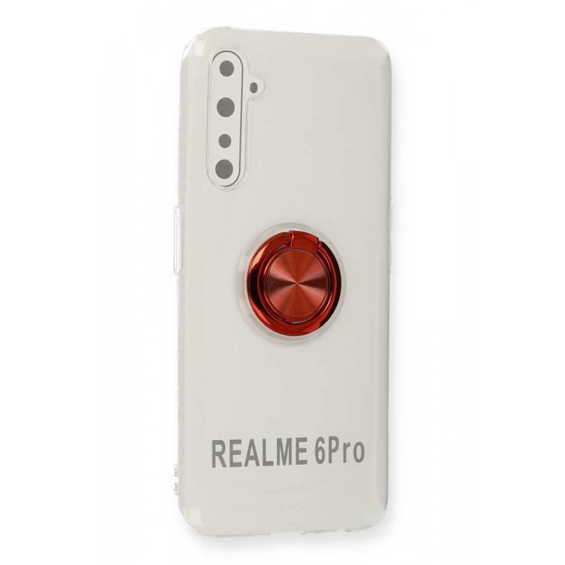Realme 6 Pro Kılıf Gros Yüzüklü Silikon - Kırmızı