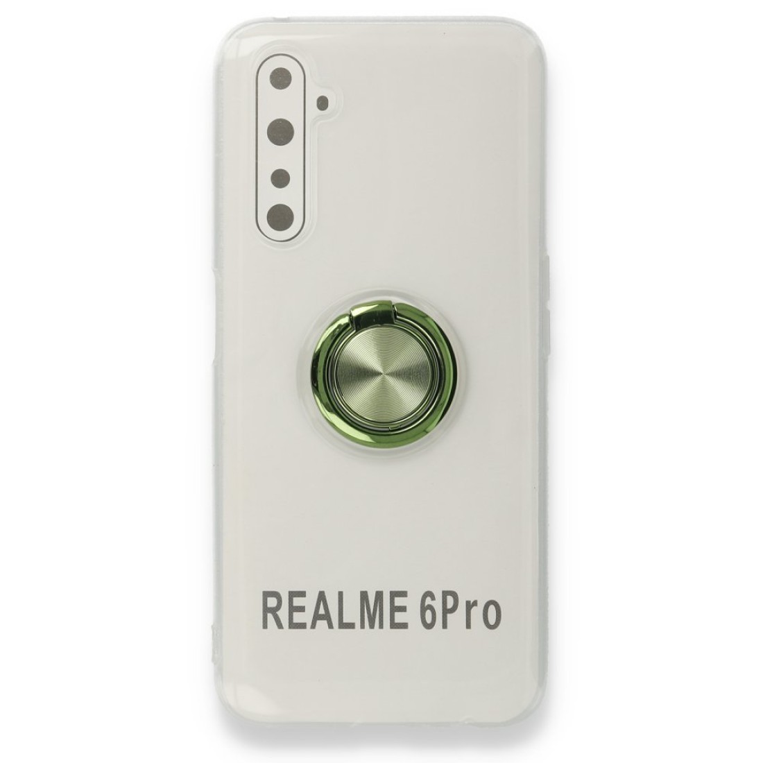 Realme 6 Pro Kılıf Gros Yüzüklü Silikon - Yeşil