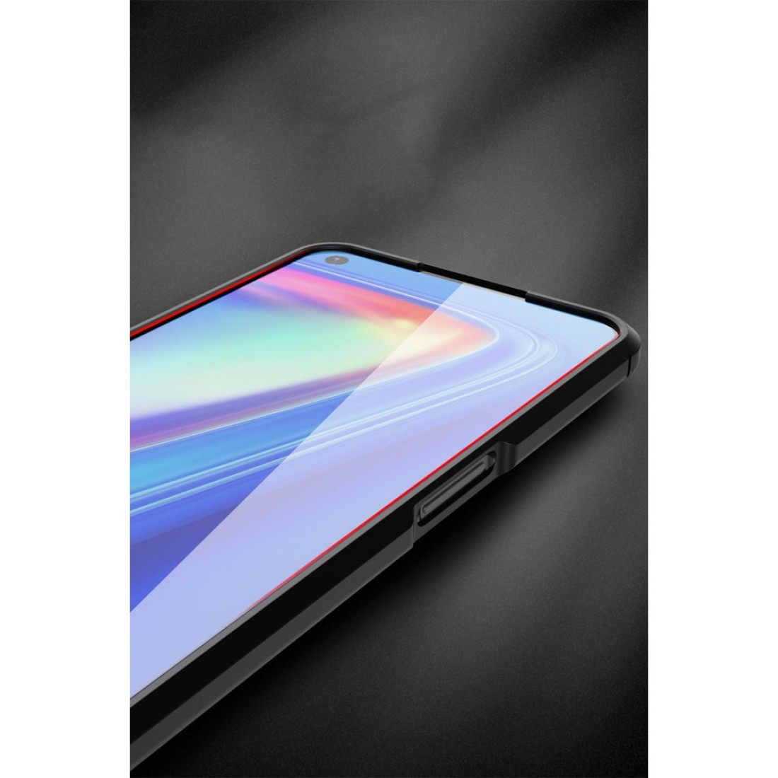 Realme 7 Kılıf Focus Derili Silikon - Kırmızı