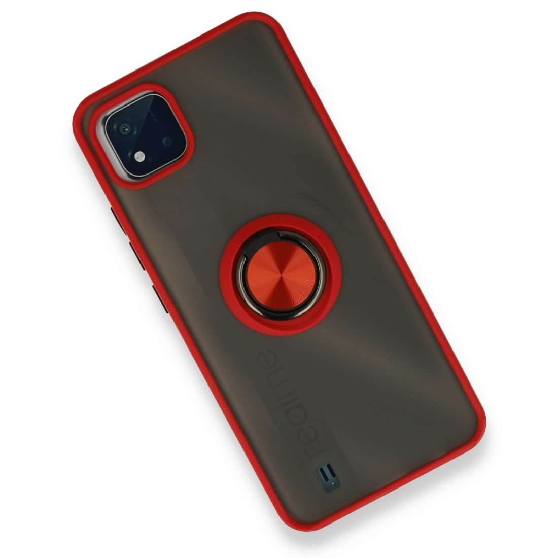 Realme C11 2021 Kılıf Montreal Yüzüklü Silikon Kapak - Kırmızı