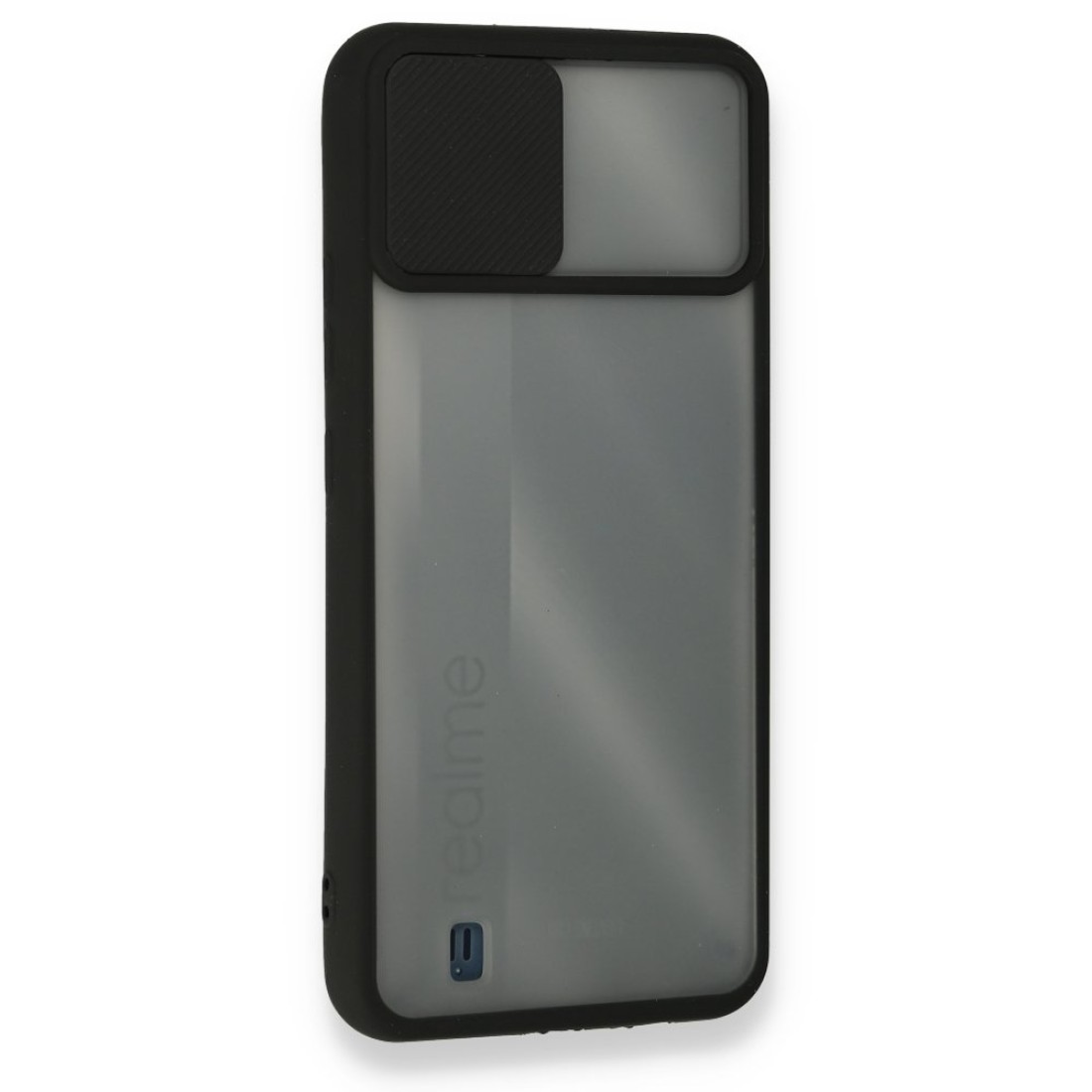 Realme C11 2021 Kılıf Palm Buzlu Kamera Sürgülü Silikon - Siyah