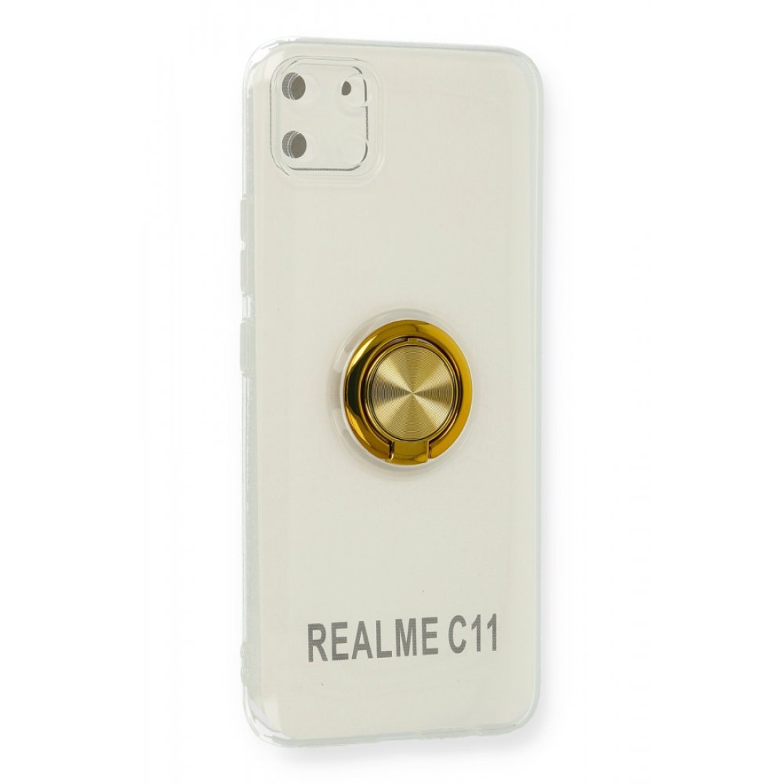 Realme C11 Kılıf Gros Yüzüklü Silikon - Gold