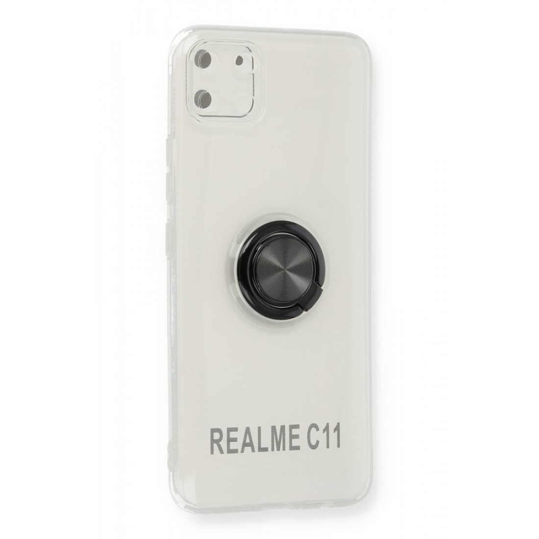 Realme C11 Kılıf Gros Yüzüklü Silikon - Siyah