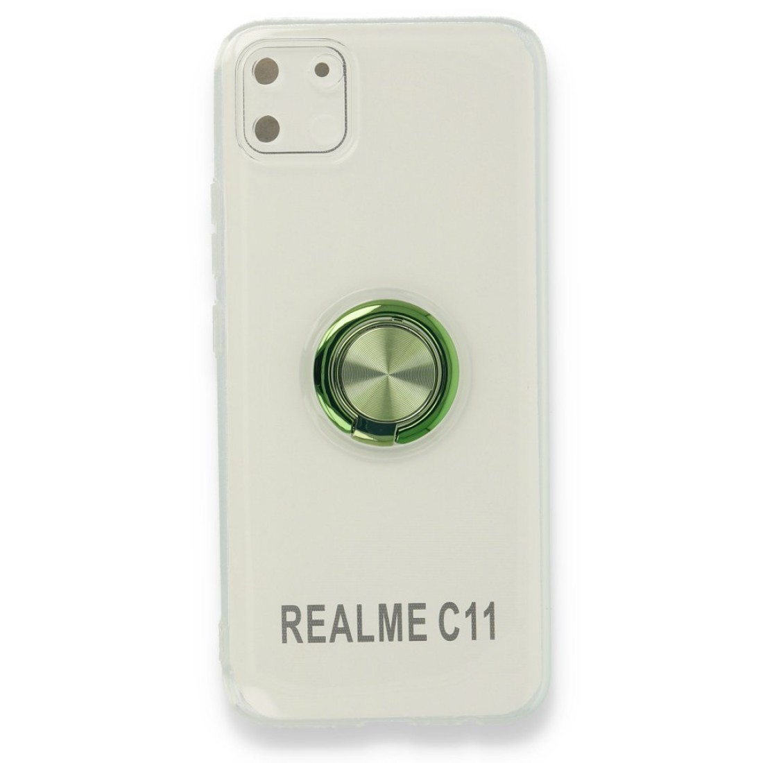 Realme C11 Kılıf Gros Yüzüklü Silikon - Yeşil