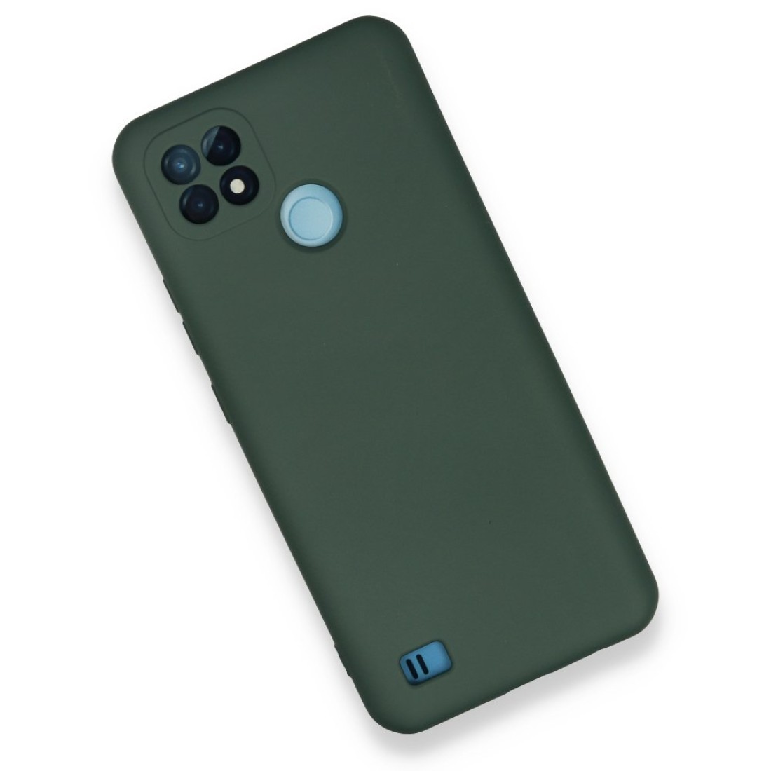 Realme C21 Kılıf Nano içi Kadife  Silikon - Koyu Yeşil