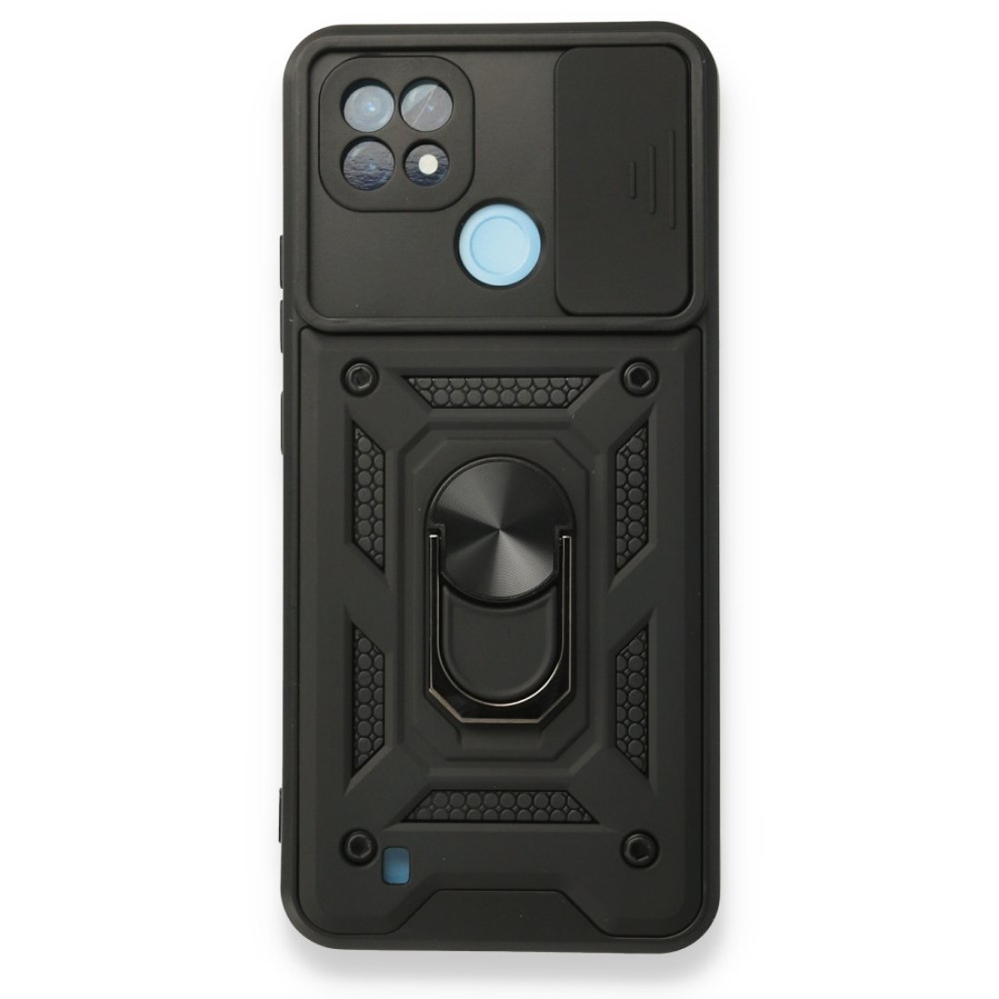 Realme C21 Kılıf Pars Lens Yüzüklü Silikon - Siyah