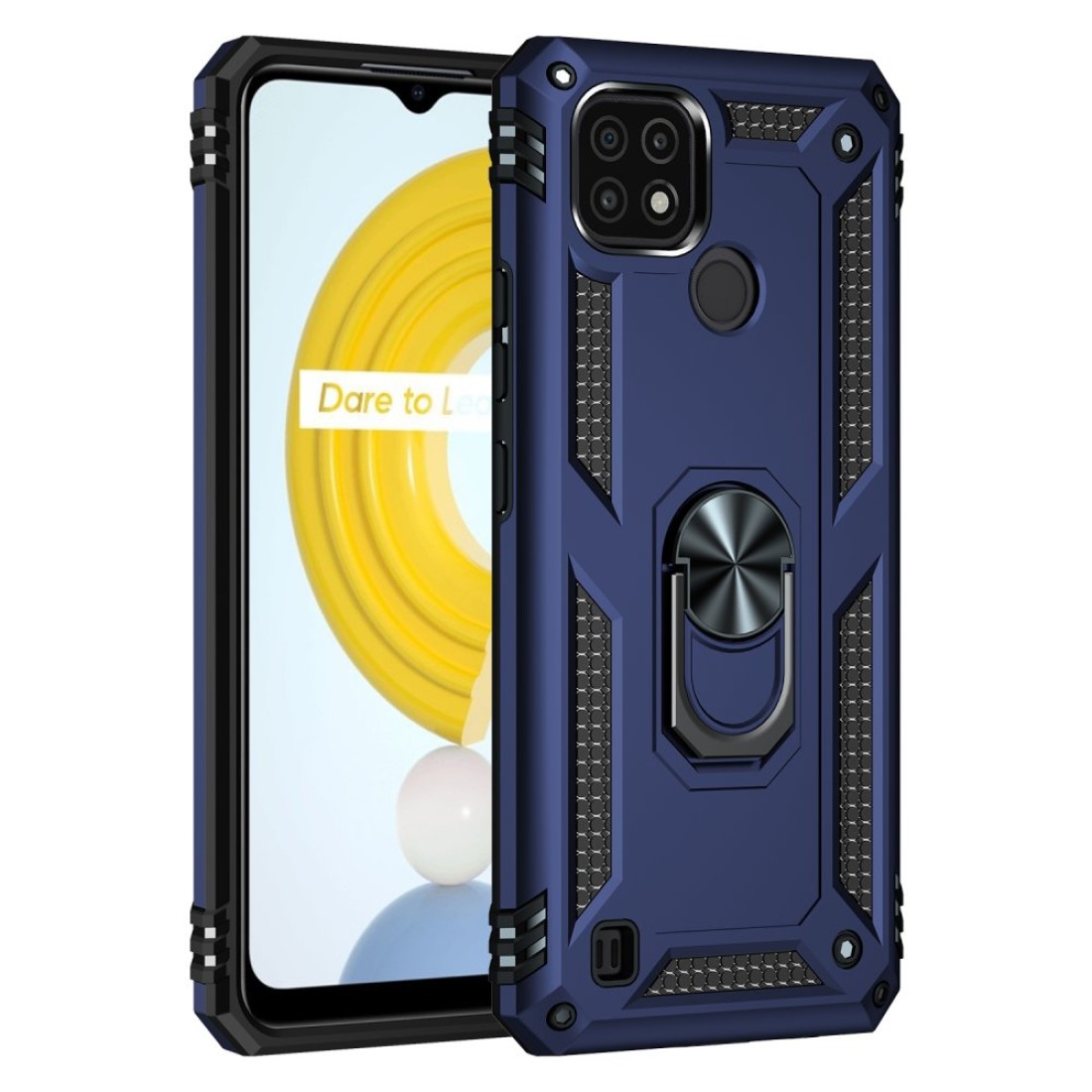 Realme C21 Kılıf Sofya Yüzüklü Silikon Kapak - Lacivert