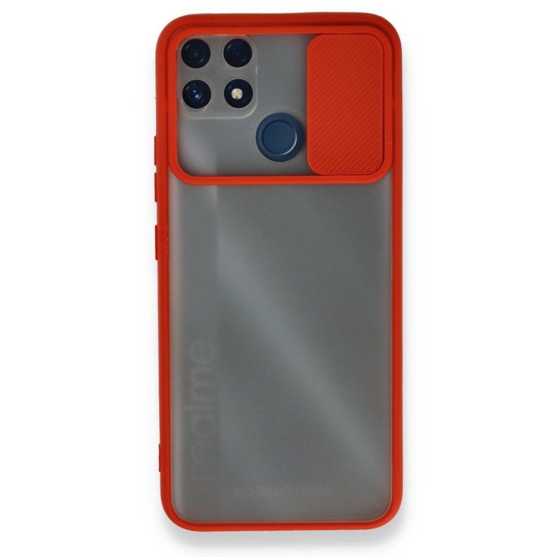 Realme C25s Kılıf Palm Buzlu Kamera Sürgülü Silikon - Kırmızı