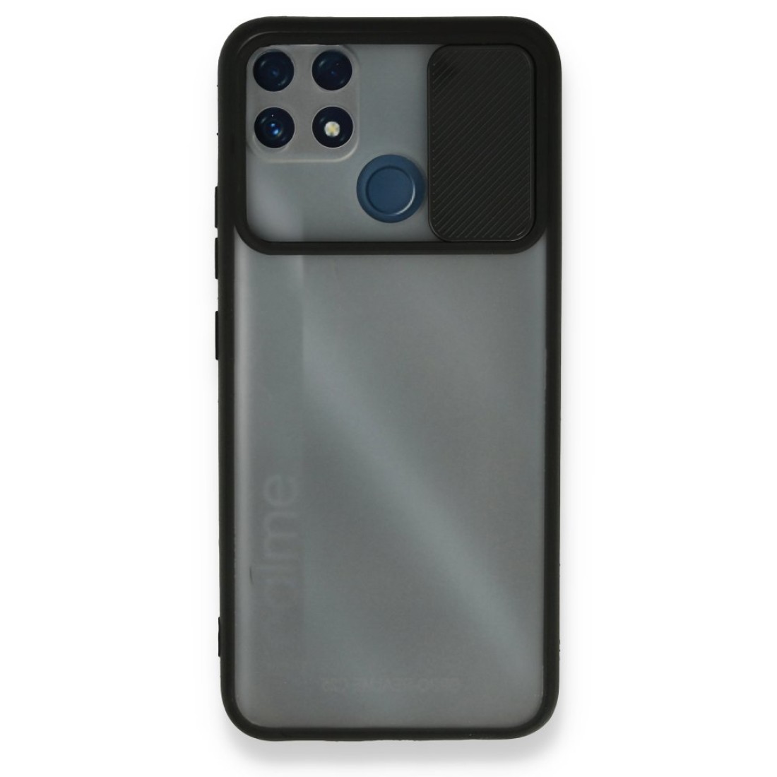 Realme C25 Kılıf Palm Buzlu Kamera Sürgülü Silikon - Siyah