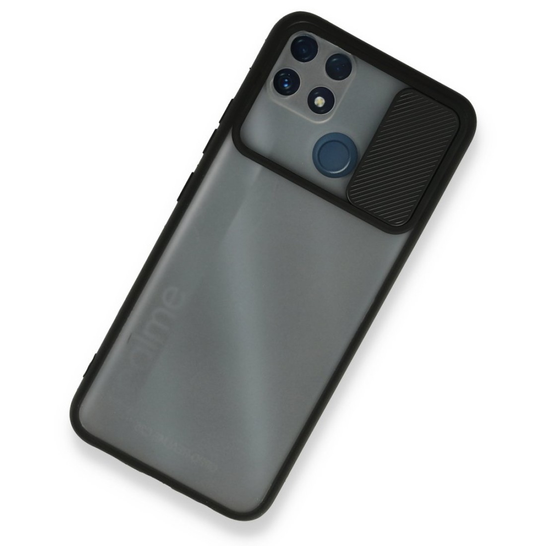 Realme C25s Kılıf Palm Buzlu Kamera Sürgülü Silikon - Siyah
