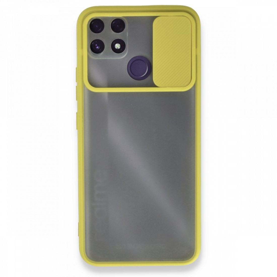 Realme C25s Kılıf Palm Buzlu Kamera Sürgülü Silikon - Sarı