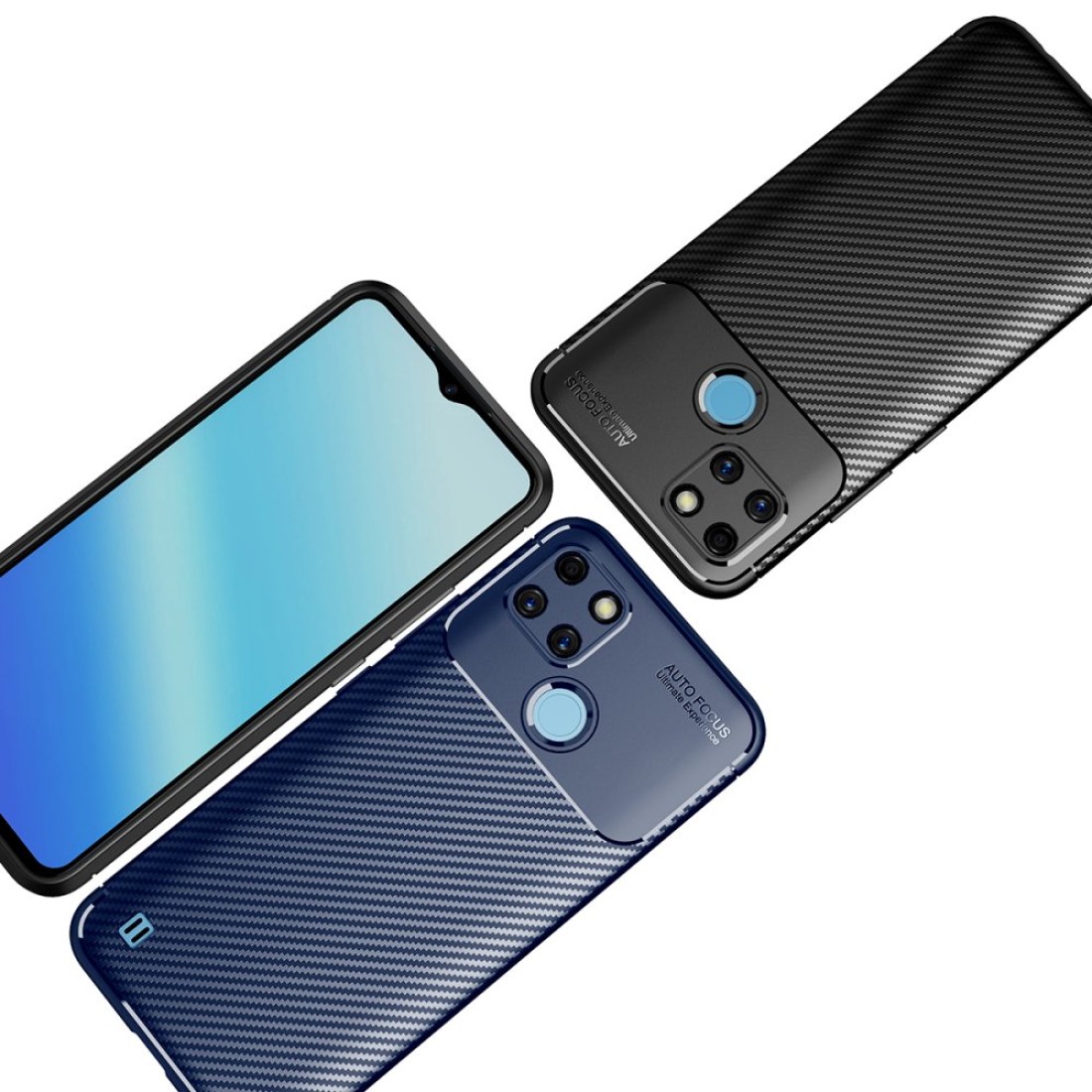 Realme C25Y Kılıf Focus Karbon Silikon - Siyah