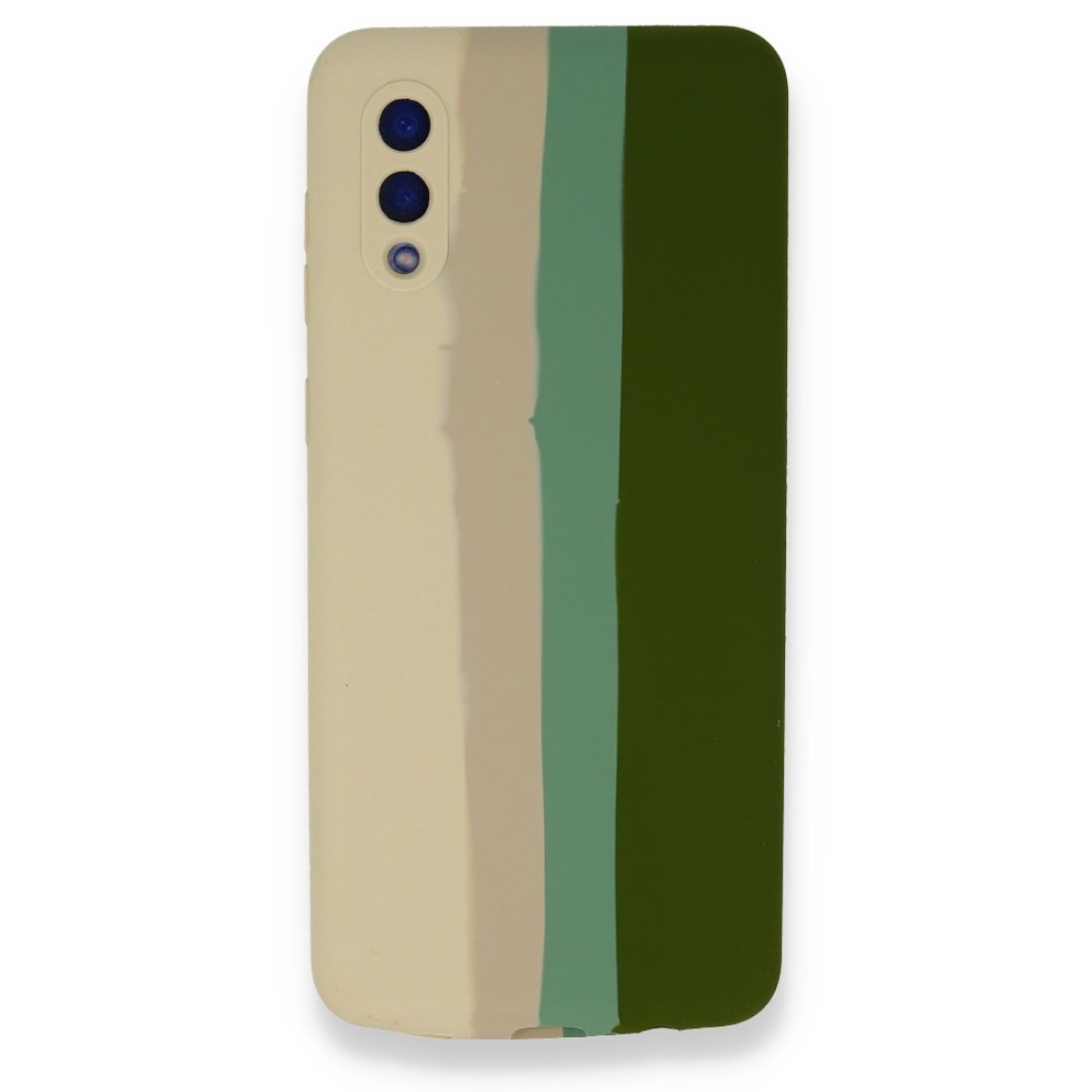 Samsung Galaxy A02 Kılıf Ebruli Lansman Silikon - Beyaz-Yeşil
