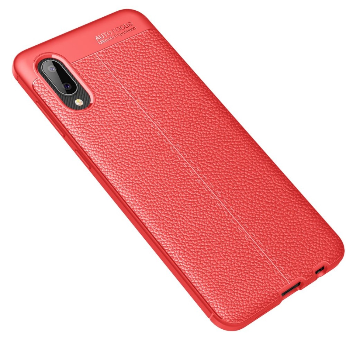 Samsung Galaxy A02 Kılıf Focus Derili Silikon - Kırmızı
