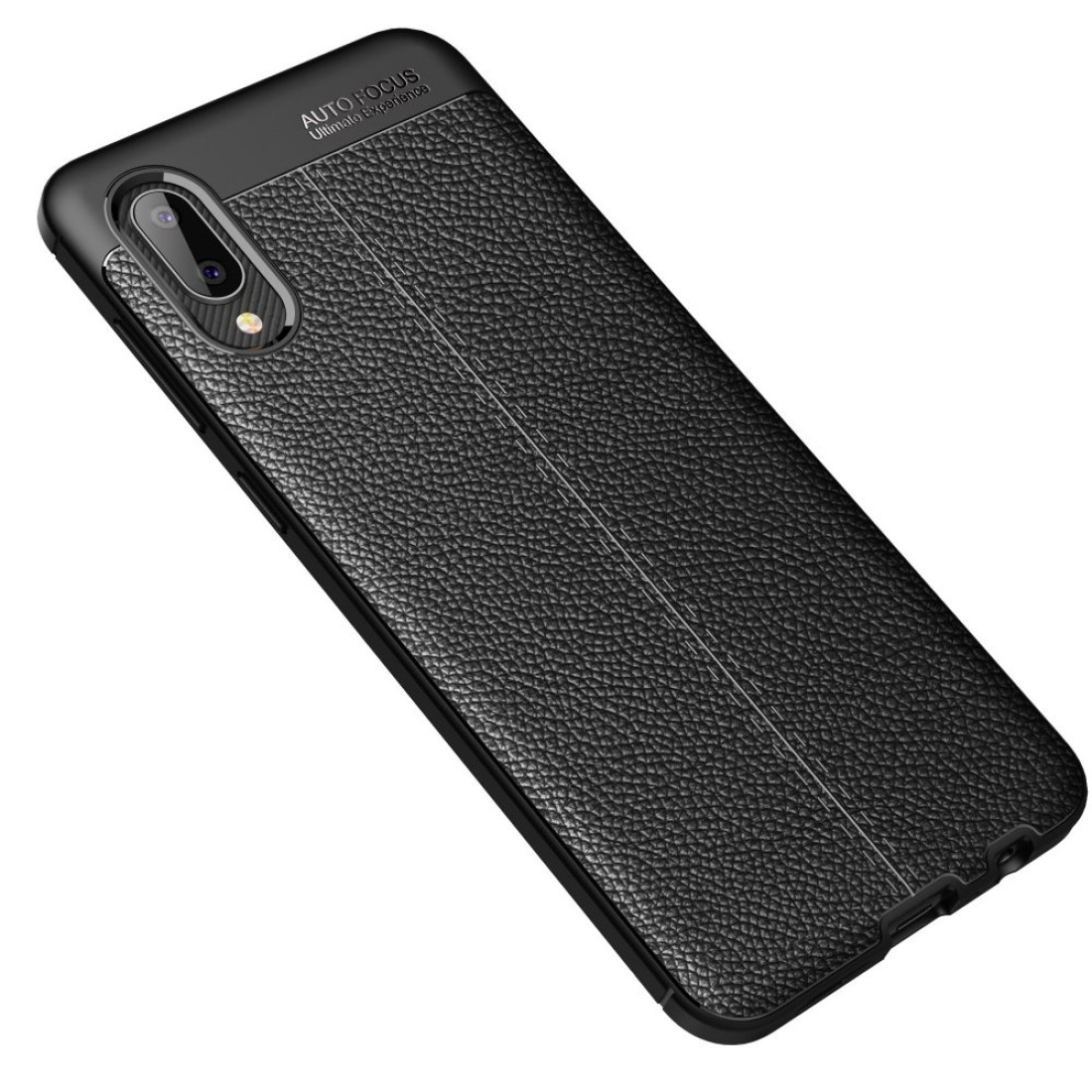 Samsung Galaxy A02 Kılıf Focus Derili Silikon - Siyah