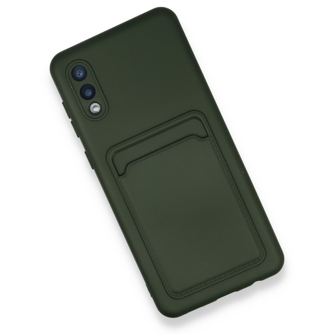 Samsung Galaxy A02 Kılıf Kelvin Kartvizitli Silikon - Koyu Yeşil