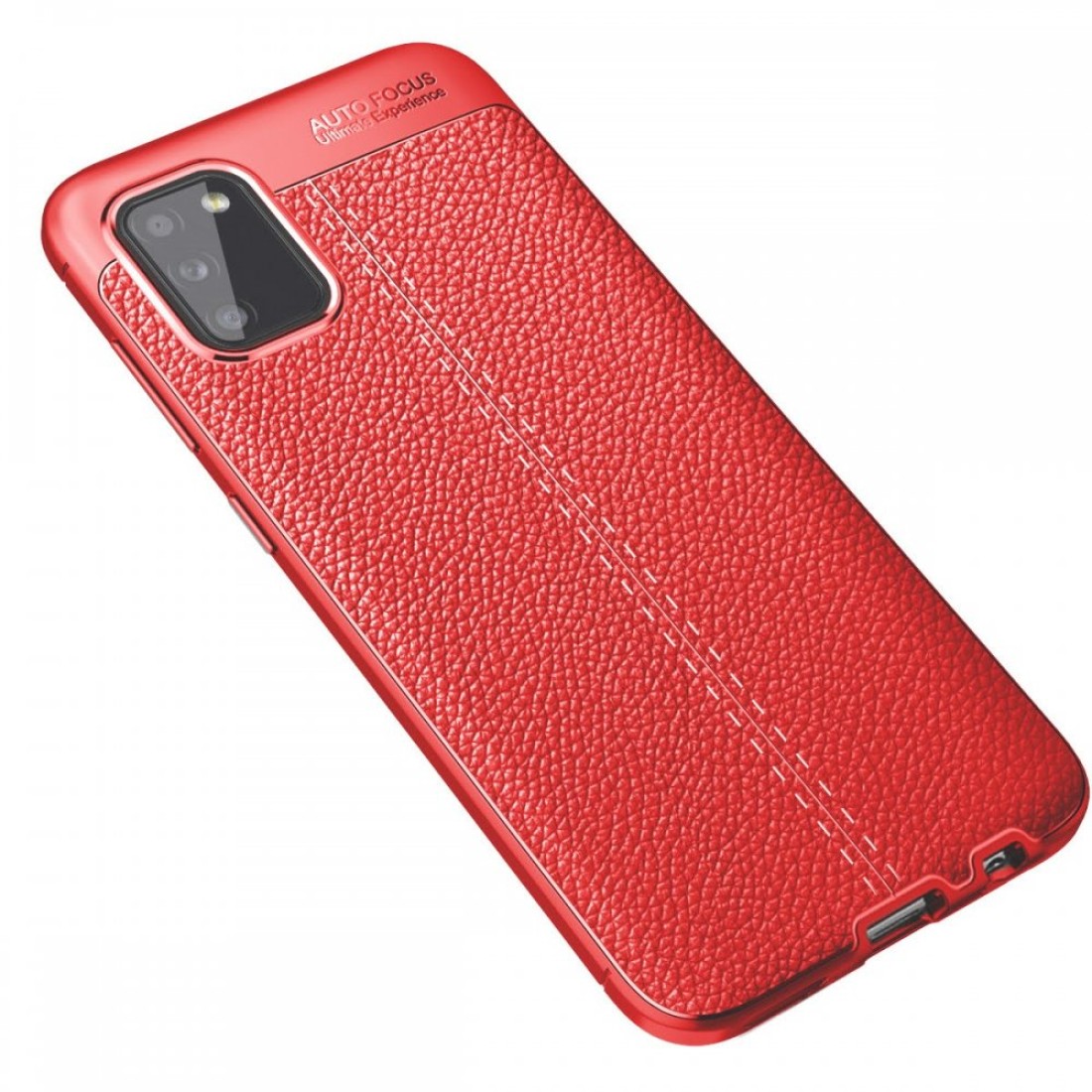 Samsung Galaxy A02S Kılıf Focus Derili Silikon - Kırmızı