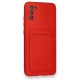 Samsung Galaxy A02S Kılıf Kelvin Kartvizitli Silikon - Kırmızı