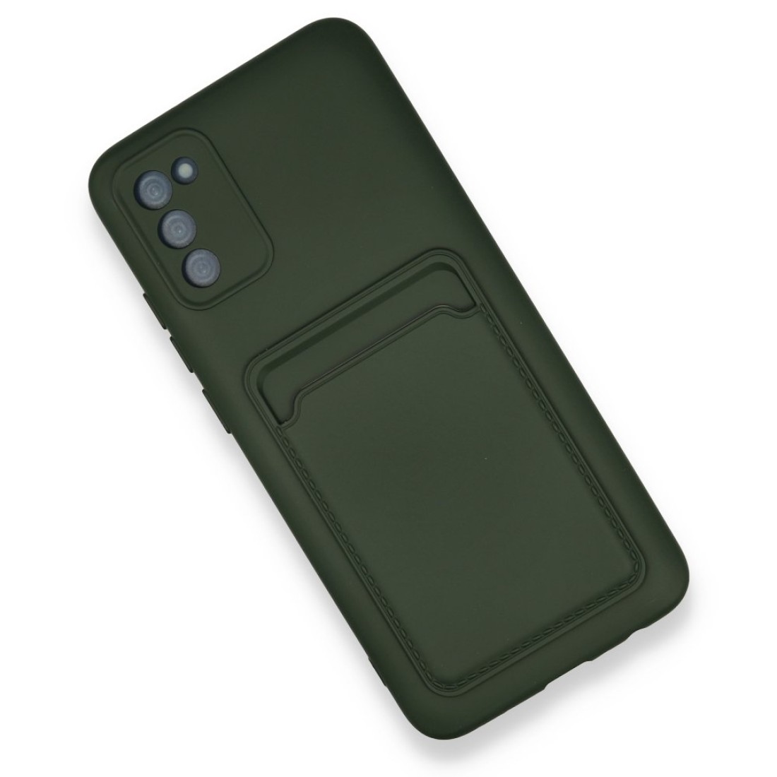Samsung Galaxy A02S Kılıf Kelvin Kartvizitli Silikon - Koyu Yeşil