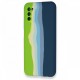 Samsung Galaxy A03S Kılıf Ebruli Lansman Silikon - Yeşil-Koyu Yeşil