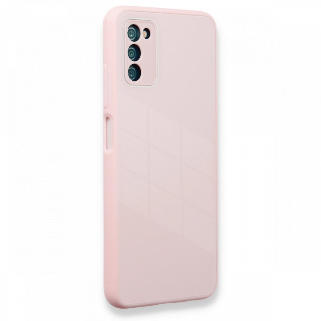 Samsung Galaxy A03S Kılıf Glass Kapak - Pembe