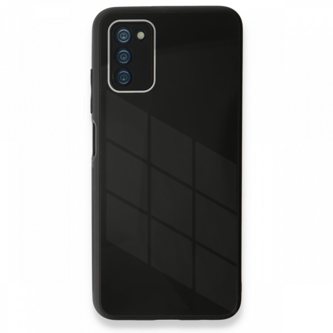 Samsung Galaxy A03S Kılıf Glass Kapak - Siyah