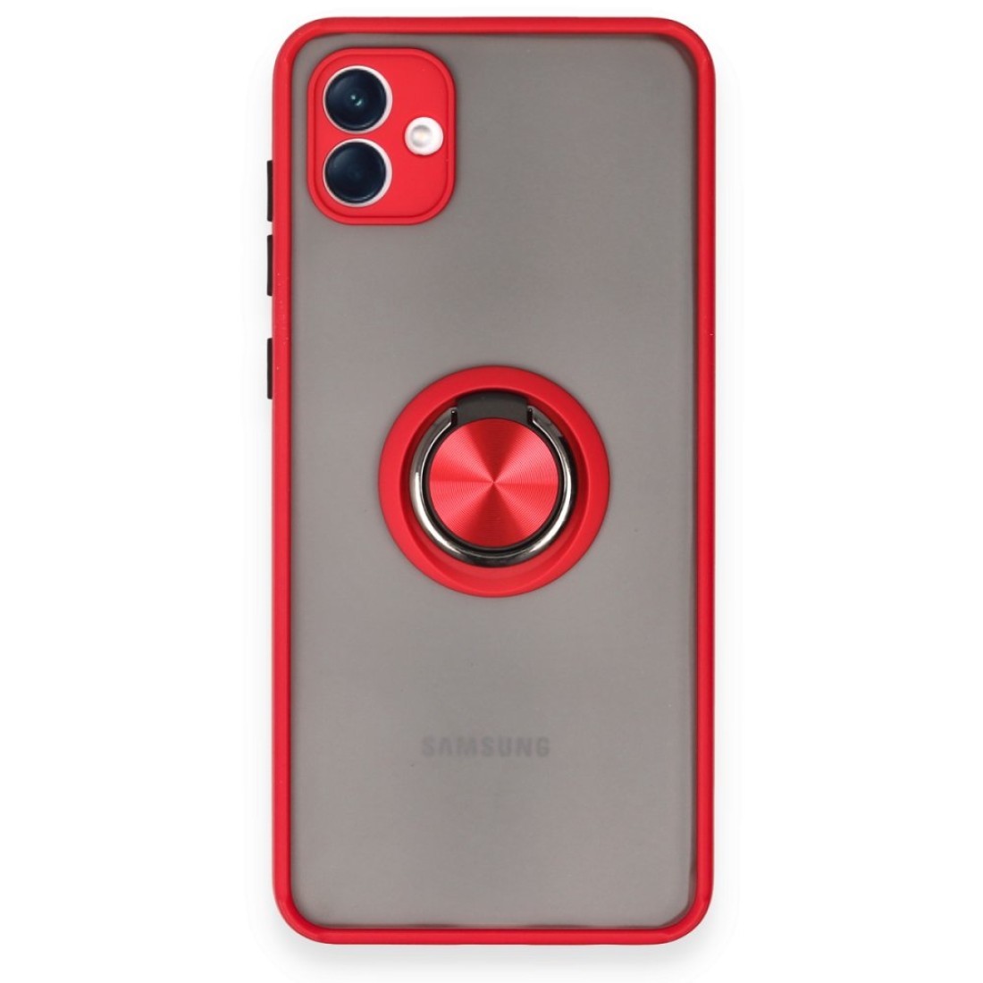 Samsung Galaxy A04 Kılıf Montreal Yüzüklü Silikon Kapak - Kırmızı