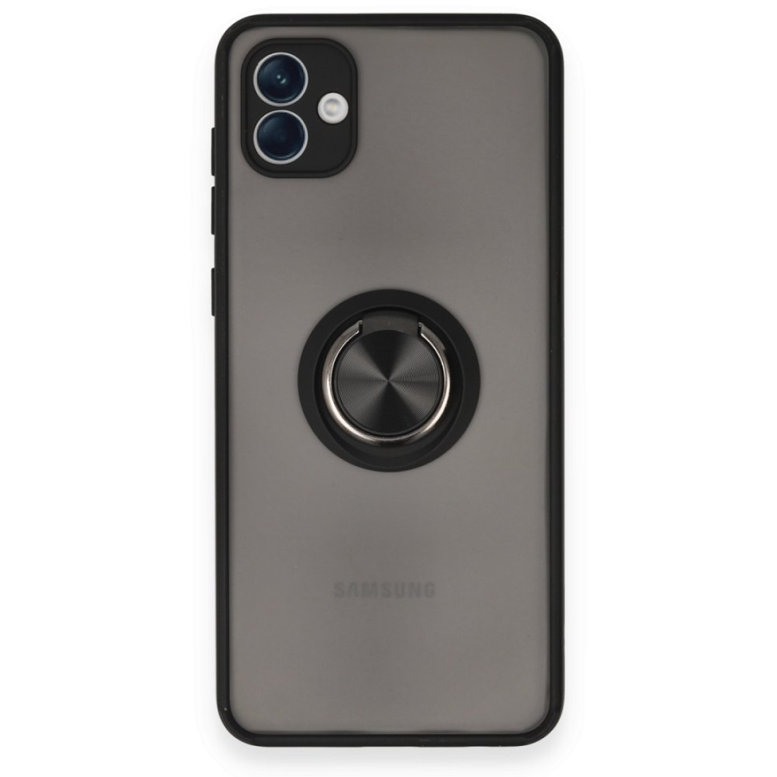 Samsung Galaxy A04 Kılıf Montreal Yüzüklü Silikon Kapak - Siyah