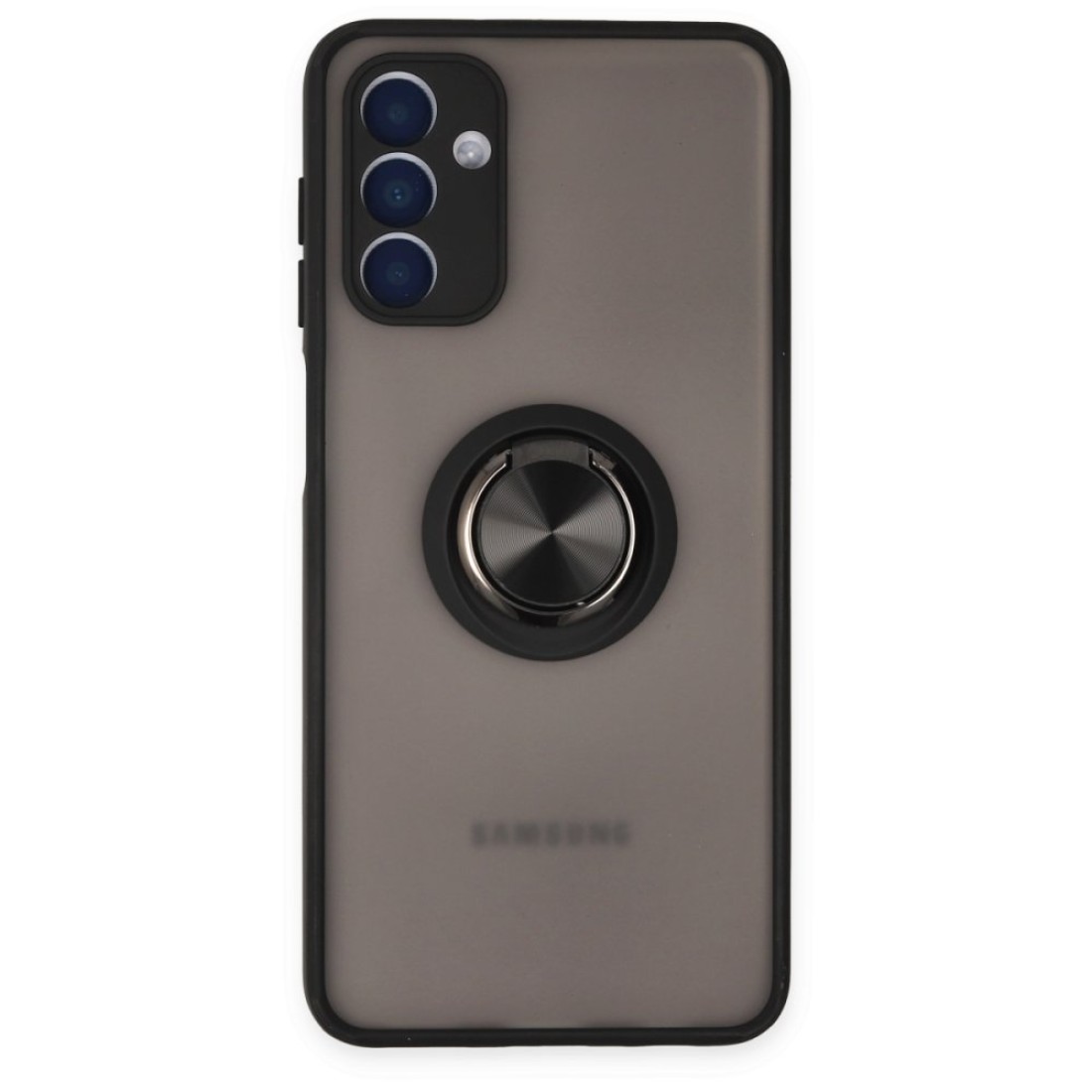 Samsung Galaxy A04S Kılıf Montreal Yüzüklü Silikon Kapak - Siyah